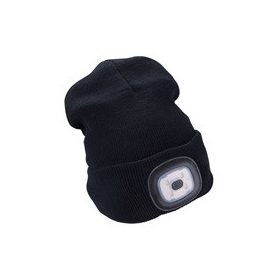   EXTOL LIGHT sapka, fekete, kötött, kivehető LED homloklámpával, 4×45 Lumen; USB tölthető Li-ion, 3funkció (100%-75%-50% fénye.)