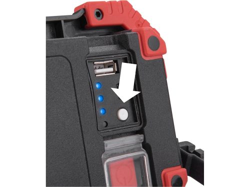 EXTOL LIGHT  hordozható LED lámpa (reflektor), 10W; 1000 Lm, IP54, Li-ion akkus, 4400 mAh, USB tölthető, Power Bank funkcióva 0,36 kg