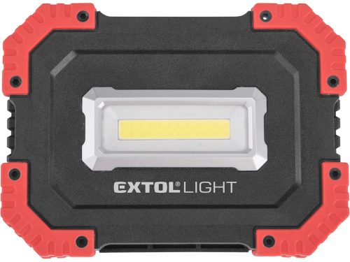 EXTOL LIGHT  hordozható LED lámpa (reflektor), 10W; 1000 Lm, IP54, Li-ion akkus, 4400 mAh, USB tölthető, Power Bank funkcióva 0,36 kg