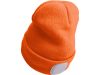 EXTOL LIGHT sapka, neon-narancs, kötött, kivehető LED homloklámpával, 4×25 Lumen; USB tölthető Li-ion akku, 3funkció (100%-75%-50%)