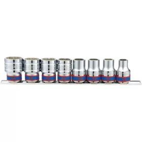   KingTony 8 részes 1/2"-os kézi dugókulcs készlet 10-22mm 6* sínen 4510MR