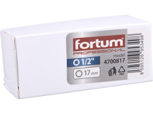 FORTUM  gépi (impakt) dugófej 1/2", 17 mm; vékonyfalú, ALU felnihez FORTUM