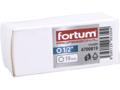 FORTUM  gépi (impakt) dugófej 1/2", 19 mm; vékonyfalú, ALU felnihez FORTUM