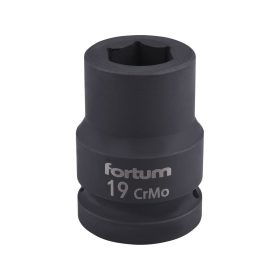   FORTUM  gépi (impakt) dugófej 3/4", 19mm, L 52 mm, feketített, FORTUM