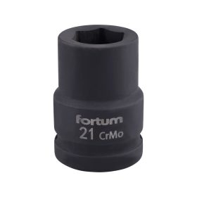   FORTUM  gépi (impakt) dugófej 3/4", 21mm, L 52 mm, feketített, FORTUM