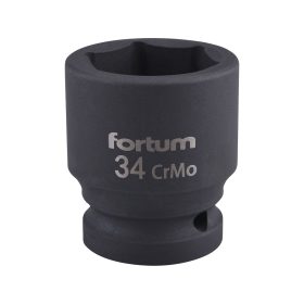   FORTUM  gépi (impakt) dugófej 3/4", 34mm, L 57 mm, feketített, FORTUM