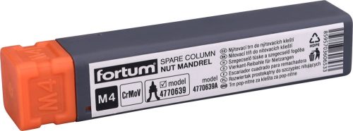 FORTUM  szegecscsavar vezető és húzószár, M4, a 4770639 fogóhoz, CrVMo FORTUM