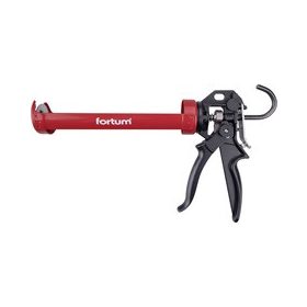   FORTUM szilikon kinyomópisztoly; fém, 225mm, 360°-ban forgatható tubustartóval, állítható lökethossz+túlfolyás gátló