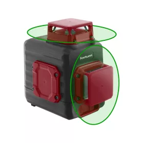   FORTUM  automatikus lézeres vízszintező, ZÖLD, 2D (2×360°) pontosság: 0,3mm/1m, 1/4" és 5/8" menet