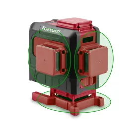  FORTUM  automatikus lézeres vízszintező, ZÖLD, 3D (3×360°) pontosság: 0,2mm/1m, 1/4" és 5/8" menet