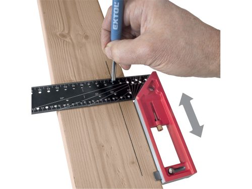 FORTUM  asztalos L-derékszög, 300 mm, ALU/Inox, lézer gravírozott, mm beosztás,