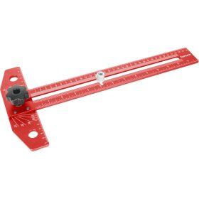   FORTUM  asztalos T-vonalzó és szögmérő, 350×190 mm, ALU, lézer gravírozott, mm beosztás