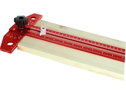 FORTUM  asztalos T-vonalzó és szögmérő, 350×190 mm, ALU, lézer gravírozott, mm beosztás