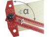 FORTUM  asztalos T-vonalzó és szögmérő, 350×190 mm, ALU, lézer gravírozott, mm beosztás