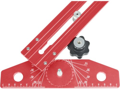 FORTUM  asztalos T-vonalzó és szögmérő, 350×190 mm, ALU, lézer gravírozott, mm beosztás