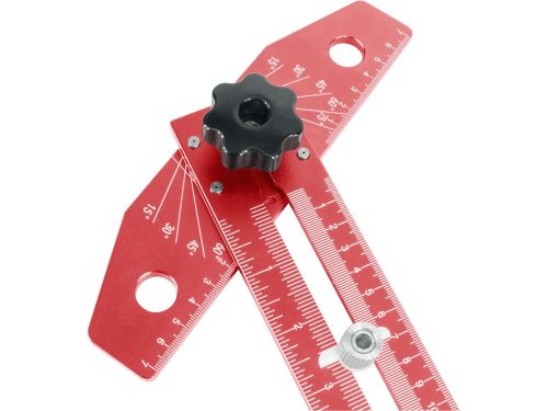 FORTUM  asztalos T-vonalzó és szögmérő, 350×190 mm, ALU, lézer gravírozott, mm beosztás