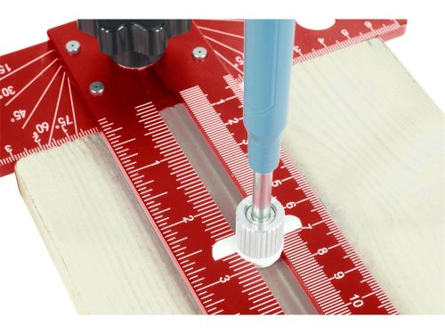 FORTUM  asztalos T-vonalzó és szögmérő, 350×190 mm, ALU, lézer gravírozott, mm beosztás