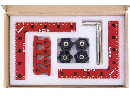 FORTUM  derékszög szorító, (L-alakú szorító) 2 db, 140×140 mm, ALU