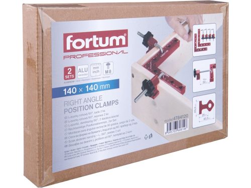 FORTUM  derékszög szorító, (L-alakú szorító) 2 db, 140×140 mm, ALU