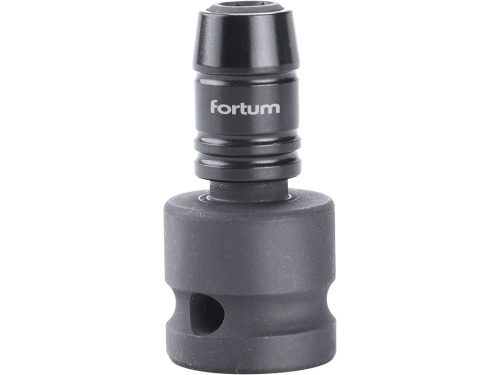 FORTUM  adapter, impakt 1/4" BIT-ek gépi befogásához, 1/2" gépi befogás, gyorskioldóval, CrMoV, hossz: 49 mm
