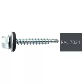   DIN7504K RAL 7024 Grafitszürke hatlapfej önfúró csavar fához fém/EPDM alátét 4,8x35