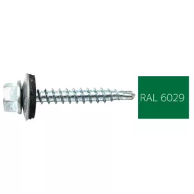   DIN7504K RAL 6029 Mentazöld hatlapfej önfúró csavar fához fém/EPDM alátét  4,8x35