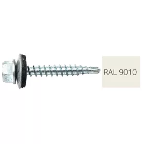   DIN7504K RAL 9010 Fehér hatlapfej önfúró csavar fához fém/EPDM alátét  4,8x35