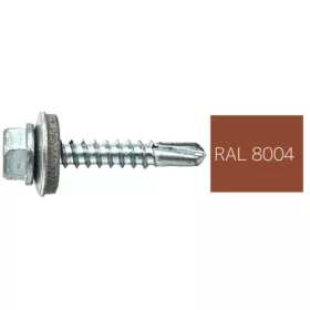   DIN7504K RAL 8004 rézbarna hatlapfej önfúró csavar fém/EPDM alátát 4,8x19