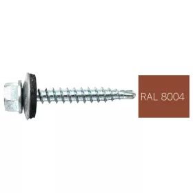   DIN7504K RAL 8004 Rézbarna hatlapfej önfúró csavar fához fém/EPDM alátét  4,8x35