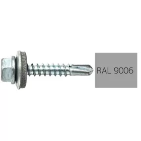   DIN7504K RAL 9006 fehéralumínium hatlapfej önfúró csavar fém/EPDM alátét 4,8x19