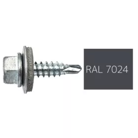   DIN7504K RAL 7024 grafitszürke hatlapfej önfúró fűzőcsavar fém/EPDM alátét 4,8x19