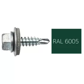   DIN7504K RAL 6005 mohazöld hatlapfej önfúró fűzőcsavar fém/EPDM alátéttel 4,8x19