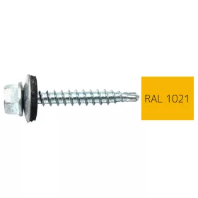   DIN7504K RAL 1021 Mustársárga hatlapfej önfúró csavar fához fém/EPDM alátét  4,8x35