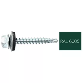   DIN7504K RAL 6005 Mohazöld hatlapfej önfúró csavar fához fém/EPDM alátét 4,8x35
