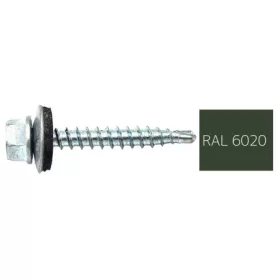   DIN7504K RAL 6020 sötétzöld hatlapfej önfúró csavar fához fém/EPDM alátéttel 4,8x35