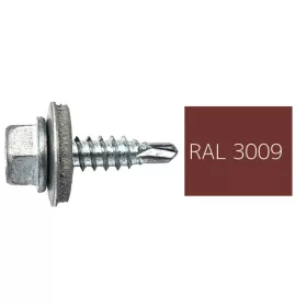   DIN7504K RAL 3009 rozsdapiros hatlapfej önfúró fűzőcsavar fém/EPDM alátéttel 4,8x19