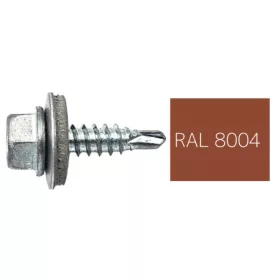   DIN7504K RAL 8004 rézbarna hatlapfej önfúró fűzőcsavar fém/EPDM alátéttel 4,8x19