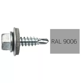   DIN7504K RAL 9006 fehéralumínium hatlapfej önfúró fűzőcsavar fém/EPDM alátét 4,8x19
