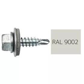   DIN7504K RAL 9002 szürkésfehér hatlapfej önfúró fűzőcsavar fém/EPDM alátét 4,8x19