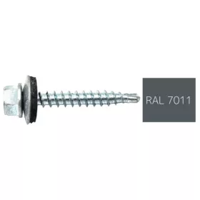   DIN7504K RAL 7011 Fémszürke hatlapfej önfúró csavar fém/EPDM alátét 4,8x35