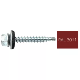   DIN7504K RAL 3011 Barnásvörös hatlapfej önfúró csavar fához fém/EPDM alátét  4,8x35