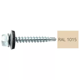   DIN7504K RAL 1015 Világoscsont hatlapfej önfúró csavar fához fém/EPDM alátét 4,8x35