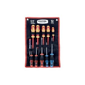   EXTOL PREMIUM csavarhúzó klt. szigetelt 1000V+nem szigetelt; műanyag tartó+nylon tok