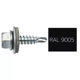   DIN7504K RAL 9005 fekete hatlapfej önfúró fűzőcsavar fém/EPDM alátét 4,8x19