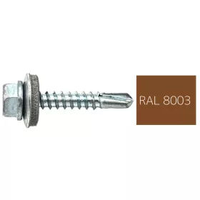   DIN7504K RAL 8003 agyagbarna hatlapfej önfúró csavar fém/EPDM alátét 4,8x19