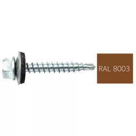   DIN7504K RAL 8003 agyagbarna hatlapfej önfúró csavar fához fém/EPDM alátét  4,8x35