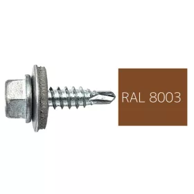   DIN7504K RAL 8003 agyagbarna hatlapfej önfúró fűzőcsavar fém/EPDM alátéttel 4,8x19