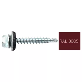   DIN7504K RAL 3005 Borvörös hatlapfej önfúró csavar fához fém/EPDM alátét  4,8x35