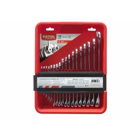   EXTOL PREMIUM  csillag-villás kulcs klt., CrV., műanyag kazettában; 18db, 6-24mm