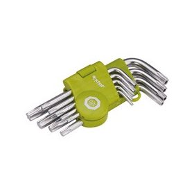   EXTOL CRAFT TORX kulcs klt., rövid, 9db, T10-T50, bliszteren, egyik vége lyukas